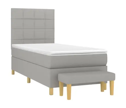 Atsperu Gulta Ar Matraci, Gaiši Pelēka, 90X200 Cm, Audums Vidaxl