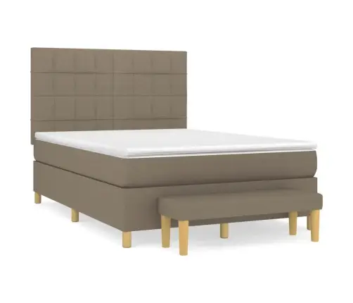 Lova Su Spyruoklėmis Ir Čiužiniu, Taupe, 140X190 cm Audinys