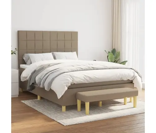 Lova Su Spyruoklėmis Ir Čiužiniu, Taupe, 140X190 cm Audinys