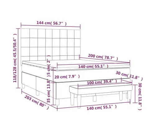 Atsperu Gulta Ar Matraci, Tumši Brūna, 140X200 Cm, Audums Vidaxl Atsperu Gulta Ar Matraci, Tumši Brūna, 140X200 Cm, Audums Vidaxl