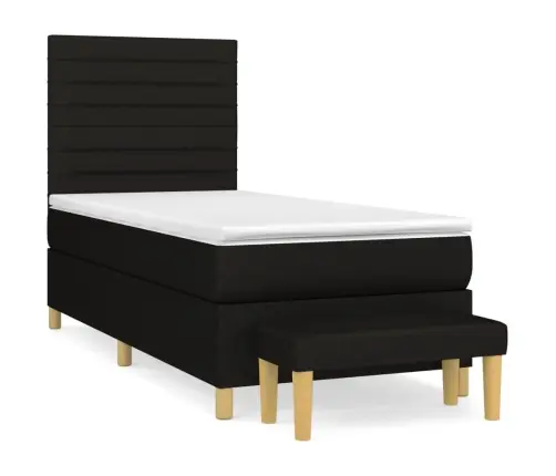 Atsperu Gultas Rāmis Ar Matraci, Melna, 80X200 Cm, Audums Vidaxl