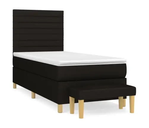 Atsperu Gultas Rāmis Ar Matraci, Melna Audums, 100X200 Cm Vidaxl