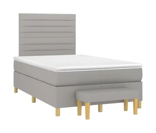 Atsperu Gulta Ar Matraci, Gaiši Pelēka Audums, 120X200Cm Vidaxl