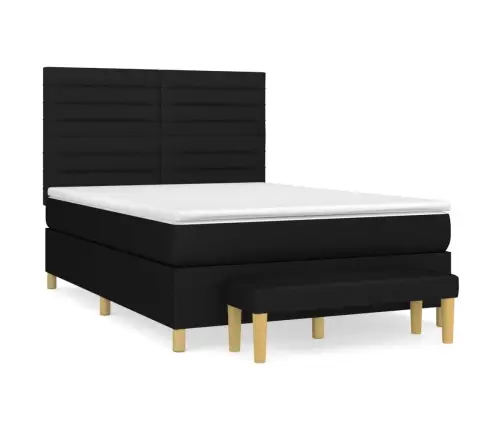 Atsperu Gulta Ar Matraci, Melna, 140X200 Cm, Audums Vidaxl