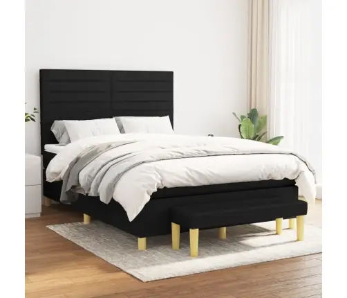 Atsperu Gulta Ar Matraci, Melna, 140X200 Cm, Audums Vidaxl