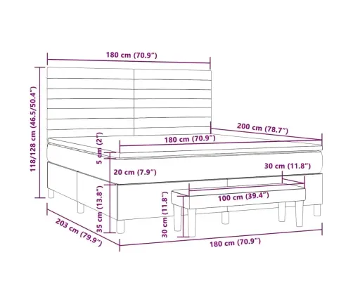 Atsperu Gulta Ar Matraci, Tumši Brūns, 180X200 Cm, Audums Vidaxl