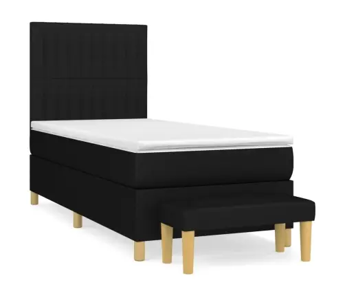 Lova Su Spyruoklėmis Ir Čiužiniu, Juoda, 80X200cm Audinys