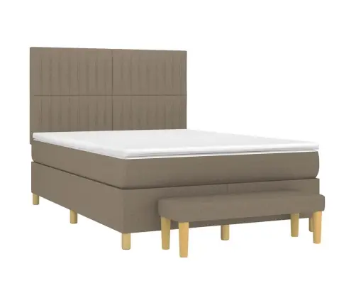 Atsperu Gulta Ar Matraci, Pelēkbrūns Audums, 140X190 Cm Vidaxl