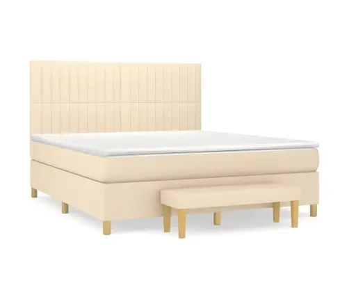 Atsperu Gulta Ar Matraci, Krēmkrāsas, 160X200 Cm, Audums Vidaxl