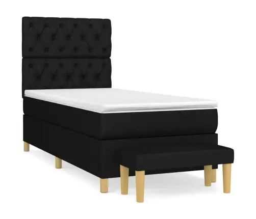 Lova Su Spyruoklėmis Ir Čiužiniu, Juoda, 80X200cm Audinys