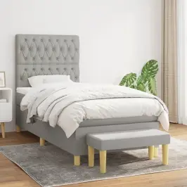 Kontinentaalvoodi Madratsiga, Helehall, 90X200 cm Kangas