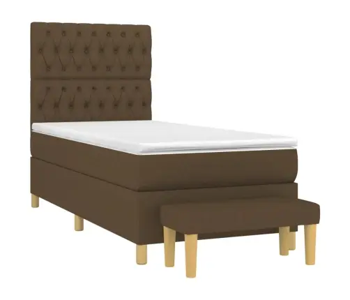 Atsperu Gultas Rāmis Ar Matraci, Tumši Brūna, 90X200 Cm, Audums Vidaxl