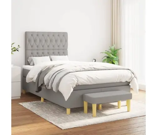 Lova Su Spyruoklėmis Ir Čiužiniu, Pilka, 120X200cm Audinys