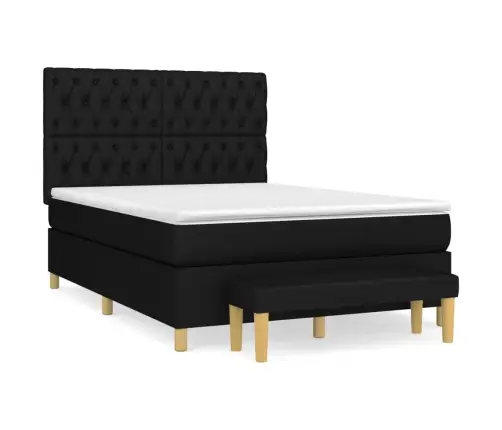 Lova Su Spyruoklėmis Ir Čiužiniu, Juoda, 140X200 cm Audinys