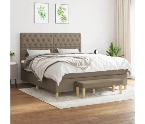 Atsperu Gulta Ar Matraci, Pelēkbrūns, 160X200 Cm, Audums Vidaxl