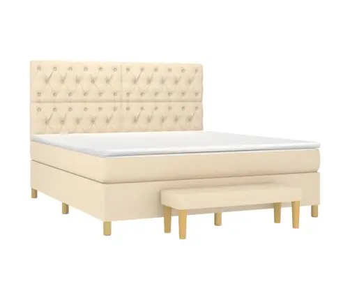 Atsperu Gulta Ar Matraci, Krēmkrāsas, 160X200 Cm, Audums Vidaxl