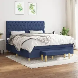 Atsperu Gulta Ar Matraci, Zils, 160X200 Cm, Audums Vidaxl