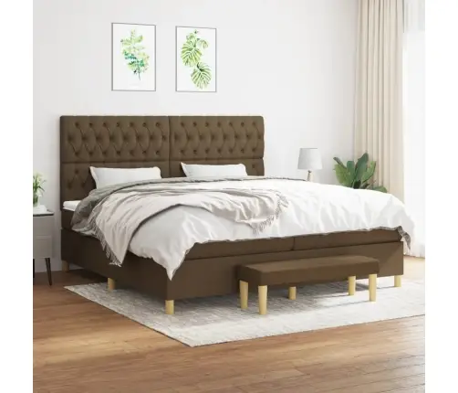 Lova Su Spyruoklėmis Ir Čiužiniu, Ruda, 200X200 cm Audinys