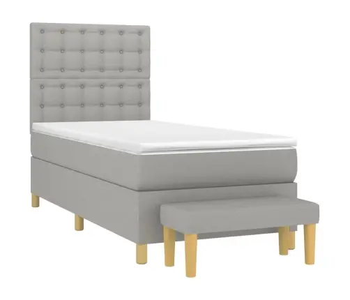 Atsperu Gulta Ar Matraci, Gaiši Pelēka, 90X200 Cm, Audums Vidaxl