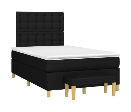 Lova Su Spyruoklėmis Ir Čiužiniu, Juoda, 120X200 cm Audinys