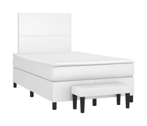 Atsperu Gulta Ar Matraci, Balta, 120X200 Cm, Mākslīgā Āda Vidaxl