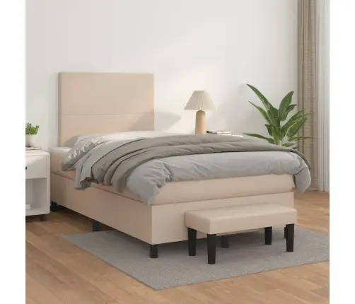 Lova Su Spyruoklėmis/Čiužiniu, Kapučino,120X200cm Dirbtinė Oda