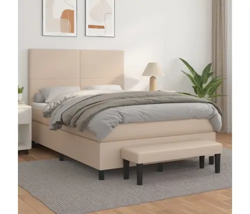 Atsperu Gulta Ar Matraci, Kapučīno, 140X190 Cm, Mākslīgā Āda Vidaxl