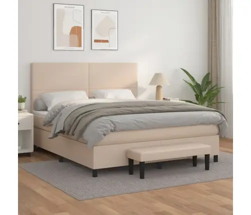 Lova Su Spyruoklėmis/Čiužiniu, Kapučino, 180X200Cm Dirbtinė Oda