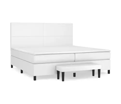 Lova Su Spyruoklėmis/Čiužiniu, Balta, 200X200cm Dirbtinė Oda