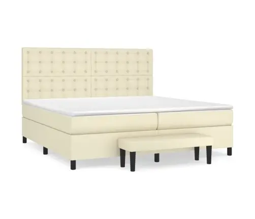Kontinentaalvoodi Madratsiga, Kreemjas, 200X200 cm Kunstnahk