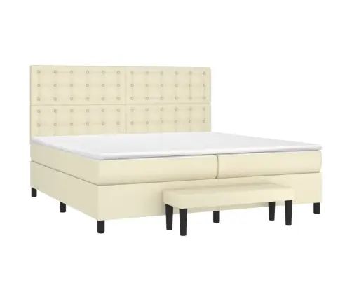 Kontinentaalvoodi Madratsiga, Kreemjas, 200X200 cm Kunstnahk