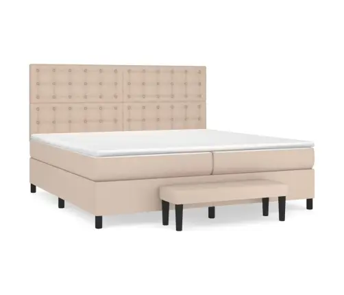 Atsperu Gulta Ar Matraci, Kapučīno, 200X200 Cm, Mākslīgā Āda Vidaxl