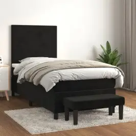 Kontinentaalvoodi Madratsiga, Must, 90X200 cm Samet