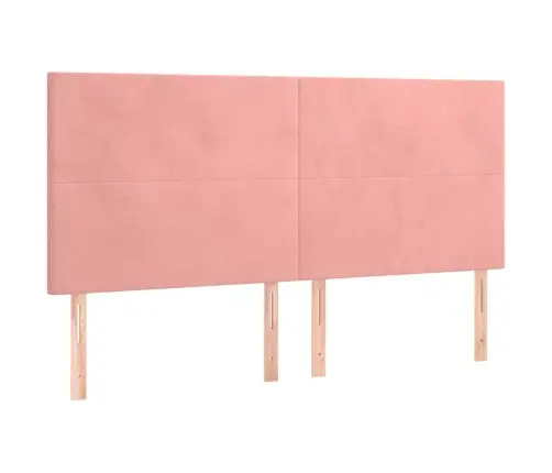 Atsperu Gulta Ar Matraci, Rozā Samts, 200X200 Cm Vidaxl