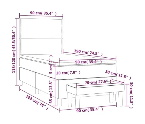 Lova Su Spyruoklėmis Ir Čiužiniu, Žalia, 90X190 cm Aksomas