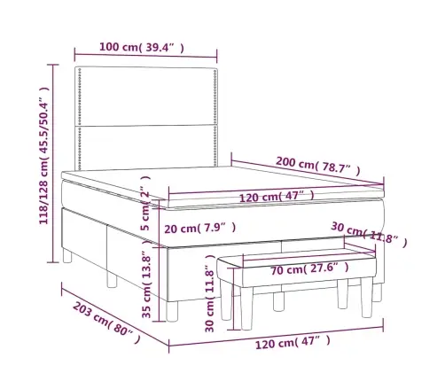 Kontinentaalvoodi Madratsiga, Tumesinine, 120X200 cm Samet