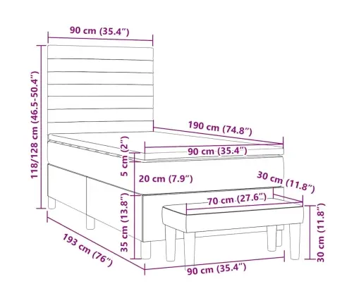 Lova Su Spyruoklėmis Ir Čiužiniu, Žalia, 90X190 cm Aksomas