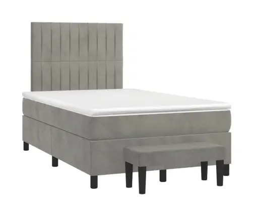 Atsperu Gulta Ar Matraci, Gaiši Pelēka Samts, 120X200 Cm Vidaxl