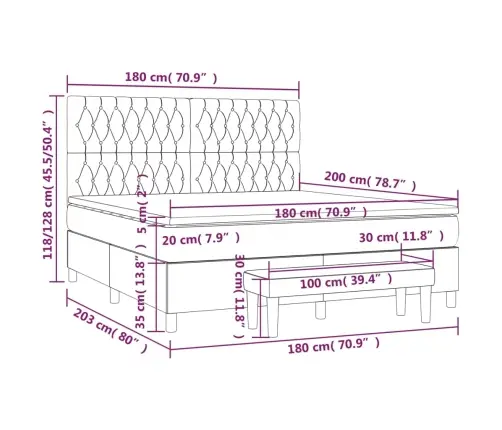 Kontinentaalvoodi Madratsiga, Helehall, 180X200 cm Samet