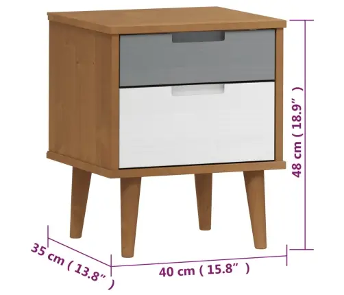Naktinė Spintelė Molde, Ruda, 40X35X48cm Pušies Masyvas