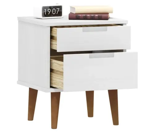 Naktsskapītis Molde, Balts, 40X35X48 Cm, Priedes Masīvkoks Vidaxl