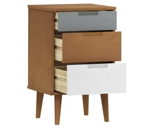 Naktsskapītis Molde, Brūns, 40X35X65 Cm, Priedes Masīvkoks Vidaxl