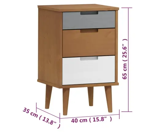 Naktsskapītis Molde, Brūns, 40X35X65 Cm, Priedes Masīvkoks Vidaxl