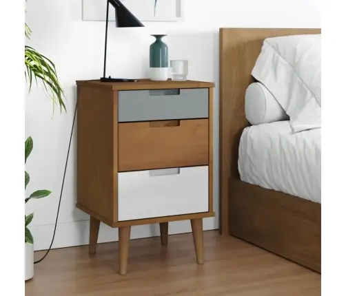 Naktsskapītis Molde, Brūns, 40X35X65 Cm, Priedes Masīvkoks Vidaxl