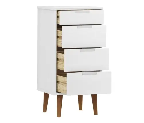 Spintelė Su Stalčiais Molde, Balta, 40X35X82cm Pušies Masyvas