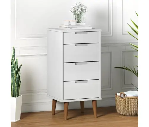 Spintelė Su Stalčiais Molde, Balta, 40X35X82cm Pušies Masyvas