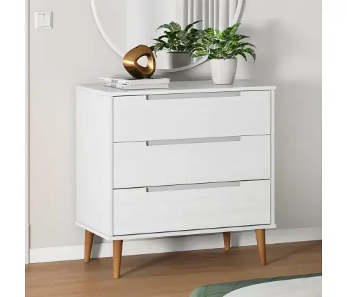 Spintelė Su Stalčiais Molde, Balta, 80X40X80cm Pušies Masyvas