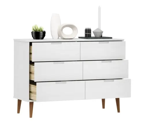 Kummut "Molde", Valge, 113 X 40 X 80 cm Männipuit