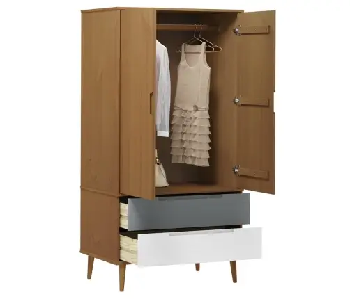 Skapis Molde, Brūns, 90X55X175 Cm, Priedes Masīvkoks Vidaxl