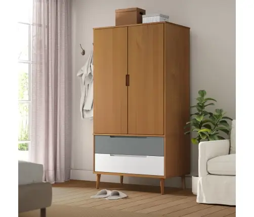 Skapis Molde, Brūns, 90X55X175 Cm, Priedes Masīvkoks Vidaxl